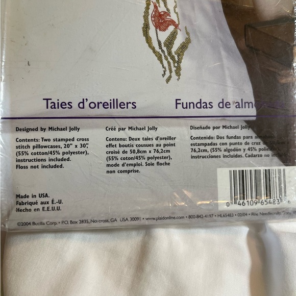 Floral Embroidered pillow cases. Hand cross stitched. Cotton/Polyester. New - Picture 6 of 7